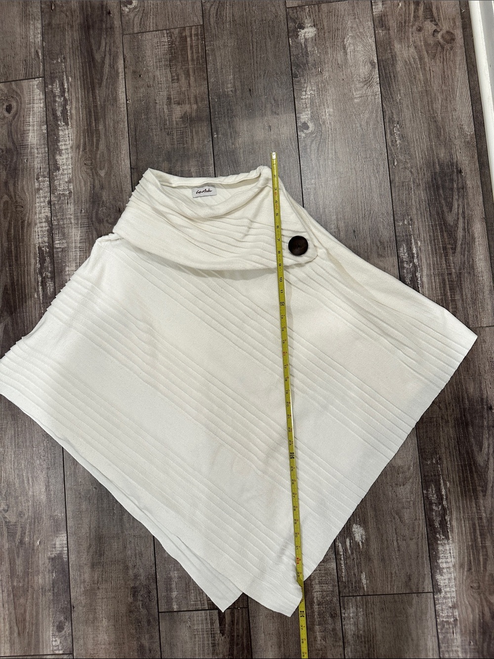 Le Moda Cream Ribbed Fold-Over Cowl Neck Poncho